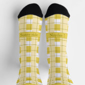 Yellow and White Plaid, Text on Foot ソックス (上部)
