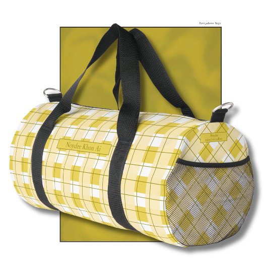 Yellow and White Plaid, Your Name ダッフルバッグ