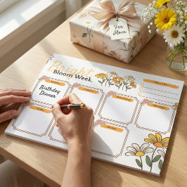 Yellow and White Playful Floral Weekly Planner  ノートパッド