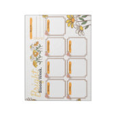 Yellow and White Playful Floral Weekly Planner  ノートパッド (回転)