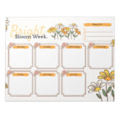 Yellow and White Playful Floral Weekly Planner  ノートパッド (正面)