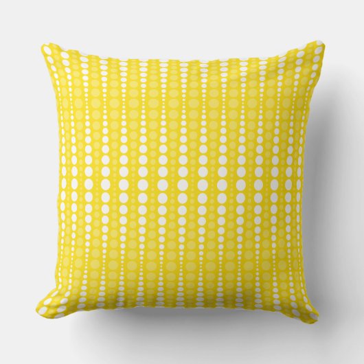 Yellow and White Polka dot Throw Pillow クッション (正面)