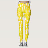 Yellow and White Polka Dots Leggings レギンス (正面)