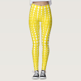 Yellow and White Polka Dots Leggings レギンス