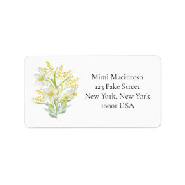 Yellow and White Summer Flowers Address Labels ラベル