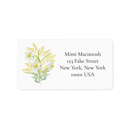Yellow and White Summer Flowers Address Labels ラベル (正面)