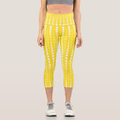 Yellow and Yellow Polka dot High Waisted Capris カプリレギンス (正面)
