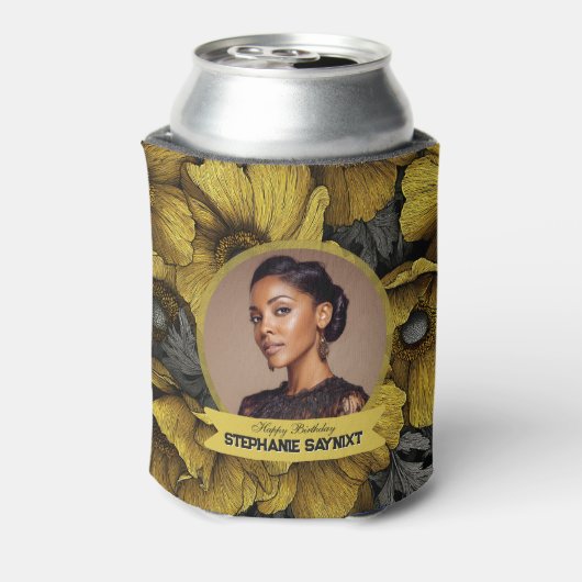 Yellow Anemones Petal 70Th Birthday Trendy 缶クーラー (缶裏面)