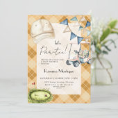 Yellow Argyle Golf Scene Lets Par Tee Baby Shower 招待状 (スタンド正面)