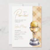 Yellow Argyle Golf Trophy Lets Par-Tee Baby Shower 招待状 (正面)