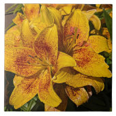 Yellow Astiatic Lily Blooms Floral タイル (正面)