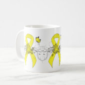 Yellow Awareness Ribbon with Butterfly Coffee Mug コーヒーマグカップ (正面左)