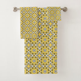 Yellow background  star geometric pattern  バスタオルセット