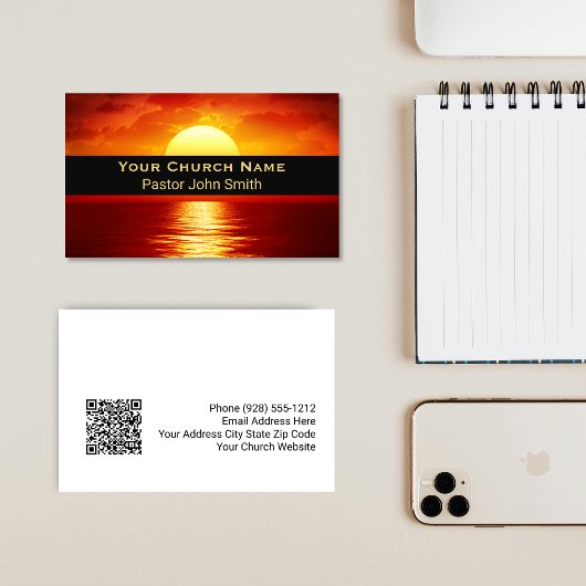 Yellow Ball Reflection Church Pastor QR Code 名刺