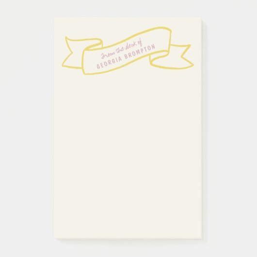 Yellow Banner Violet Purple Personalized Name ポストイット (正面)