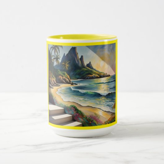 Yellow Beach Sunset Mug マグカップ (中央)