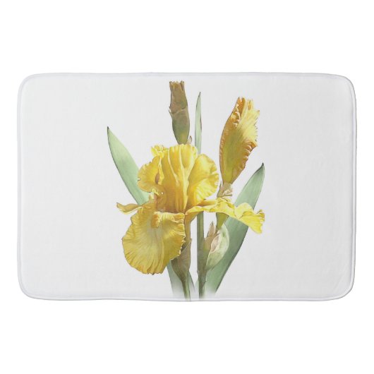 Yellow Bearded Iris Flower Botanical Design バスマット (正面)