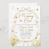 Yellow Bee Floral Mom-to-Bee Baby Shower  招待状 (正面/裏面)