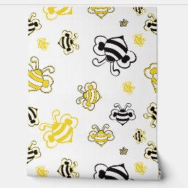 Yellow Bees Beehive Wallpaper – Cute Bee Pattern  壁紙