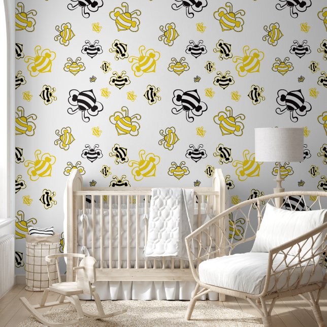 Yellow Bees Beehive Wallpaper – Cute Bee Pattern  壁紙 (キッズ)