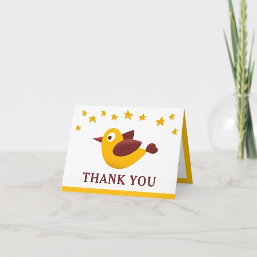 Yellow Bird Baby Shower Thank You Card サンキューカード (正面)
