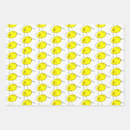 Yellow Birds Wrapping Paper Flat Sheet Set of 3 ラッピングペーパーシート