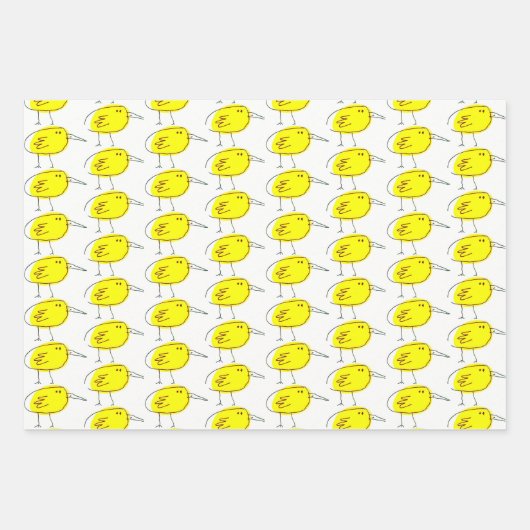 Yellow Birds Wrapping Paper Flat Sheet Set of 3 ラッピングペーパーシート (正面)