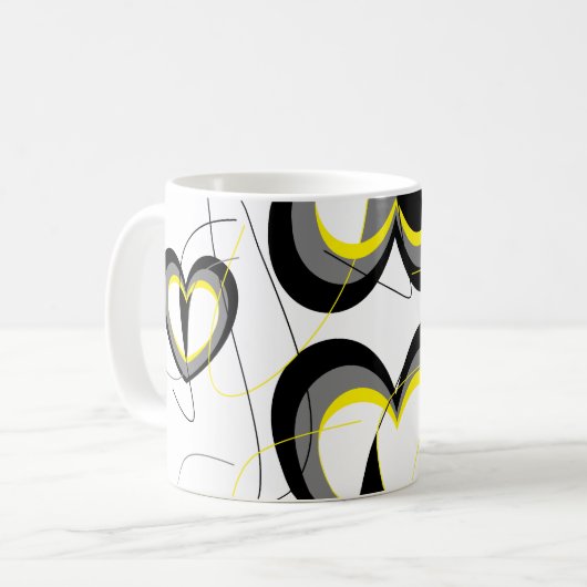 Yellow&Blackのハートのマグ マグカップ (正面左)