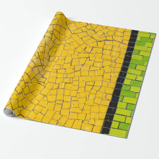 Yellow, black, and green brick wall planning ラッピングペーパー (アンロールド)