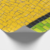 Yellow, black, and green brick wall planning ラッピングペーパー (角)