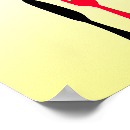 Yellow,  Black and Red Eat Sign for Kitchen ポスター (角)