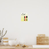 Yellow,  Black and Red Eat Sign for Kitchen ポスター (キッチン)