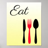 Yellow,  Black and Red Eat Sign for Kitchen ポスター (正面)