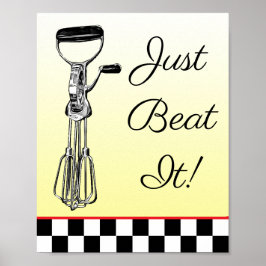 Yellow,  Black and Red Just Beat It Sign ポスター