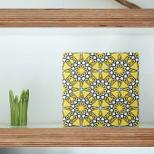 Yellow Black and White Moroccan Mosaic Pattern タイル