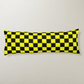 Yellow Black Checkered Check Pattern ボディピロー (裏面)