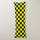 Yellow Black Checkered Check Pattern ボディピロー (正面縦)
