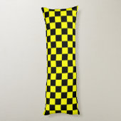 Yellow Black Checkered Check Pattern ボディピロー (裏面 (縦))