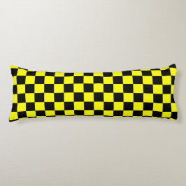 Yellow Black Checkered Check Pattern ボディピロー