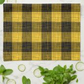 Yellow Black Crosshatch Buffalo Check キッチンタオル (折り畳み)