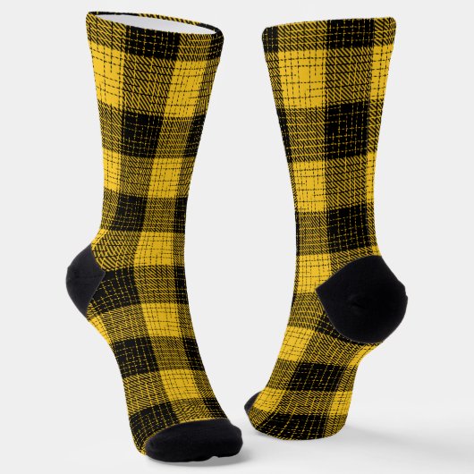  Yellow Black Crosshatch Buffalo Check ソックス (傾斜あり)