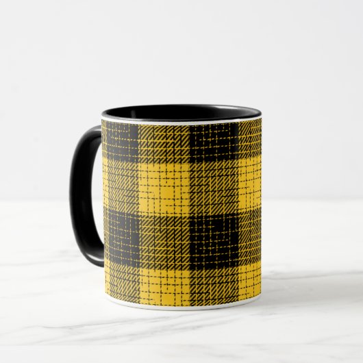  Yellow Black Crosshatch Buffalo Check マグカップ (正面左)