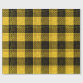  Yellow Black Crosshatch Buffalo Check ラッピングペーパー (フラット)
