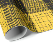  Yellow Black Crosshatch Buffalo Check ラッピングペーパー (ロールコーナー)