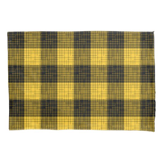  Yellow Black Crosshatch Buffalo Check 枕カバー (正面)