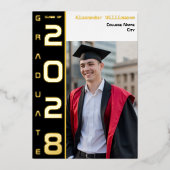 Yellow Black Grad Photo Gold Foil Announcement 箔招待状 (正面)