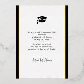 Yellow Black Grad Photo Gold Foil Announcement 箔招待状 (裏面)