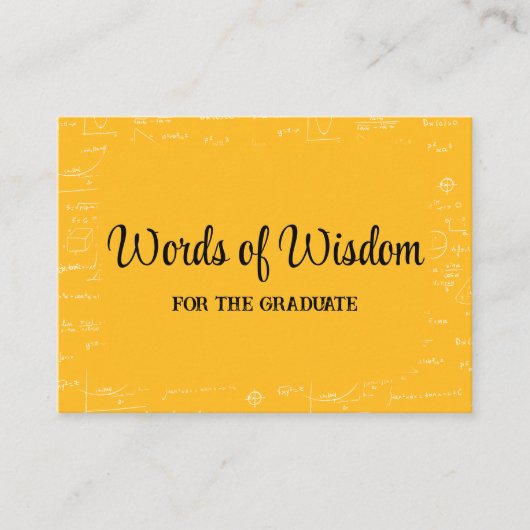 Yellow Black Graduate Words of Wisdom Advice エンクロージャーカード (正面)