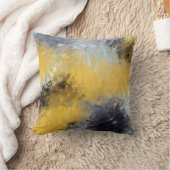  Yellow Black Gray White Abstract Brushstrokes  クッション (ブランケット)