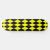 Yellow Black Harlequin Diamonds Checkers Design  スケートボード (横)
